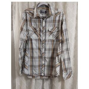 BKE Athletic Fit Mens Large Plaid Long‎ Sleeve button Snap shirt